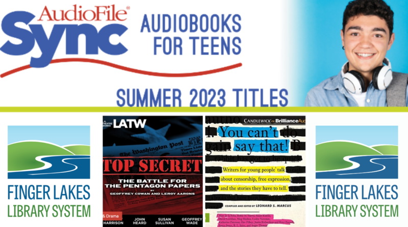 Audiofile SYNC logo with teen on white and blue background