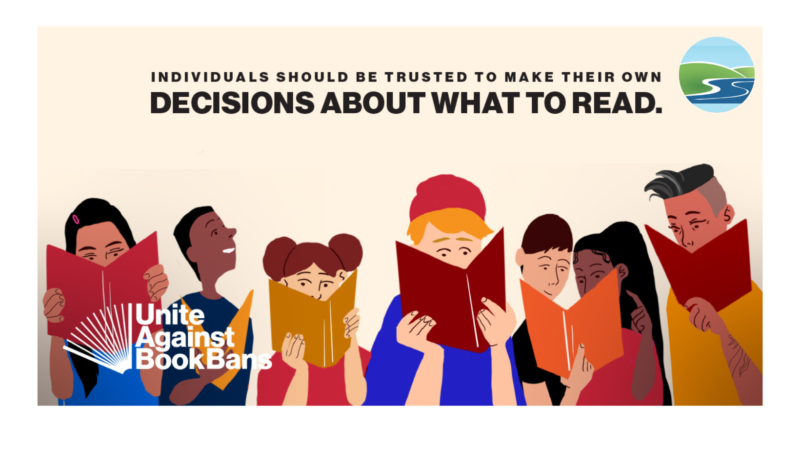 Group of diverse people reading books.