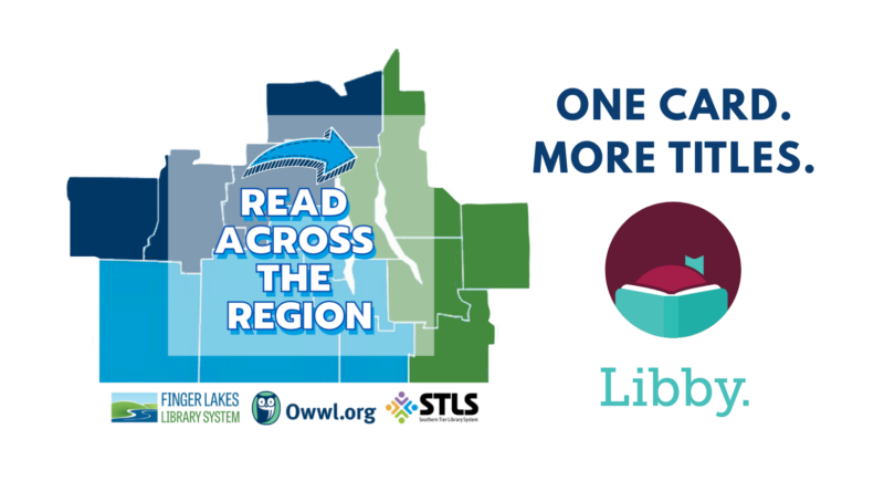 Read Across the region logo showing counties served by FLLS, OWWL and Southern Tier Library Systems