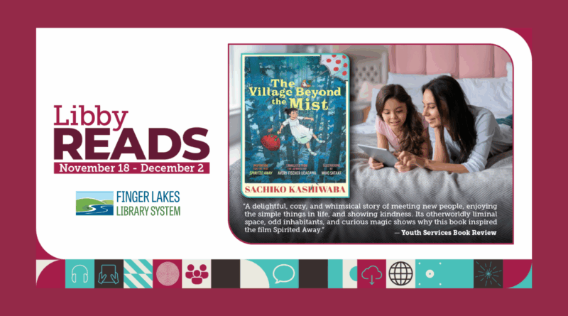 Promotional poster for Libby Reads 2025 title The Village Beyond the Mist