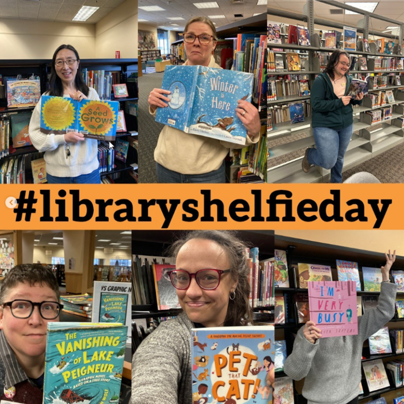 TCPL staff pose with books for Library Shelfie Day