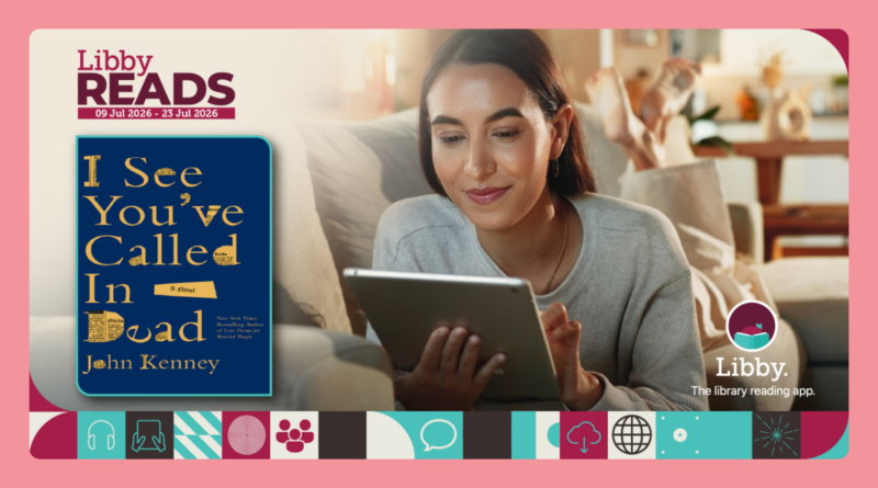 Libby Reads promotional image. Person reading ebook on a tablet,