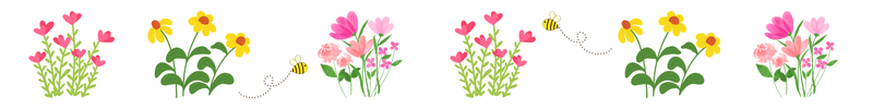 Floral border with cute bees